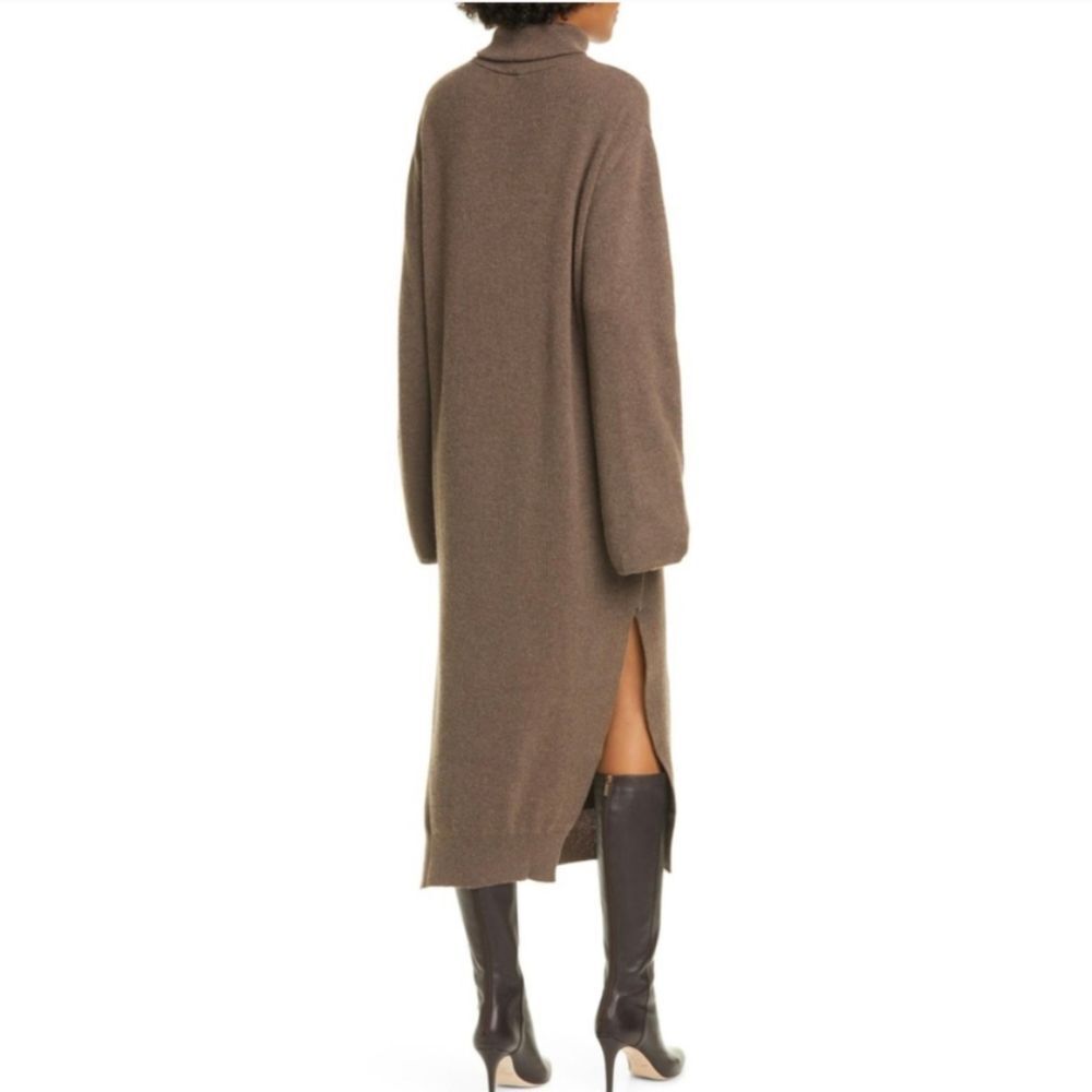 Nanushka Canaan Merino Cashmere Apricot Rib Knit Turtleneck Sweater Dress - Picture 16 of 16